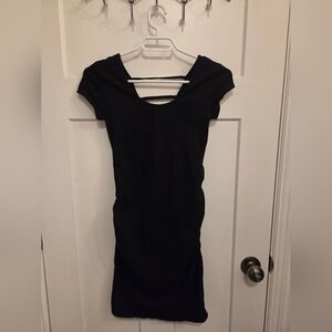 Thyme Maternity Black One-Shoulder Maternity Dress with Back Straps